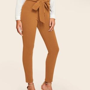Paper Bag Tie Waist Solid Pants 🧡💛🧡